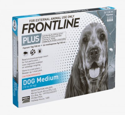 Frontline Plus Dog Medium 10 - 20kg (3 Pipettes) Blue