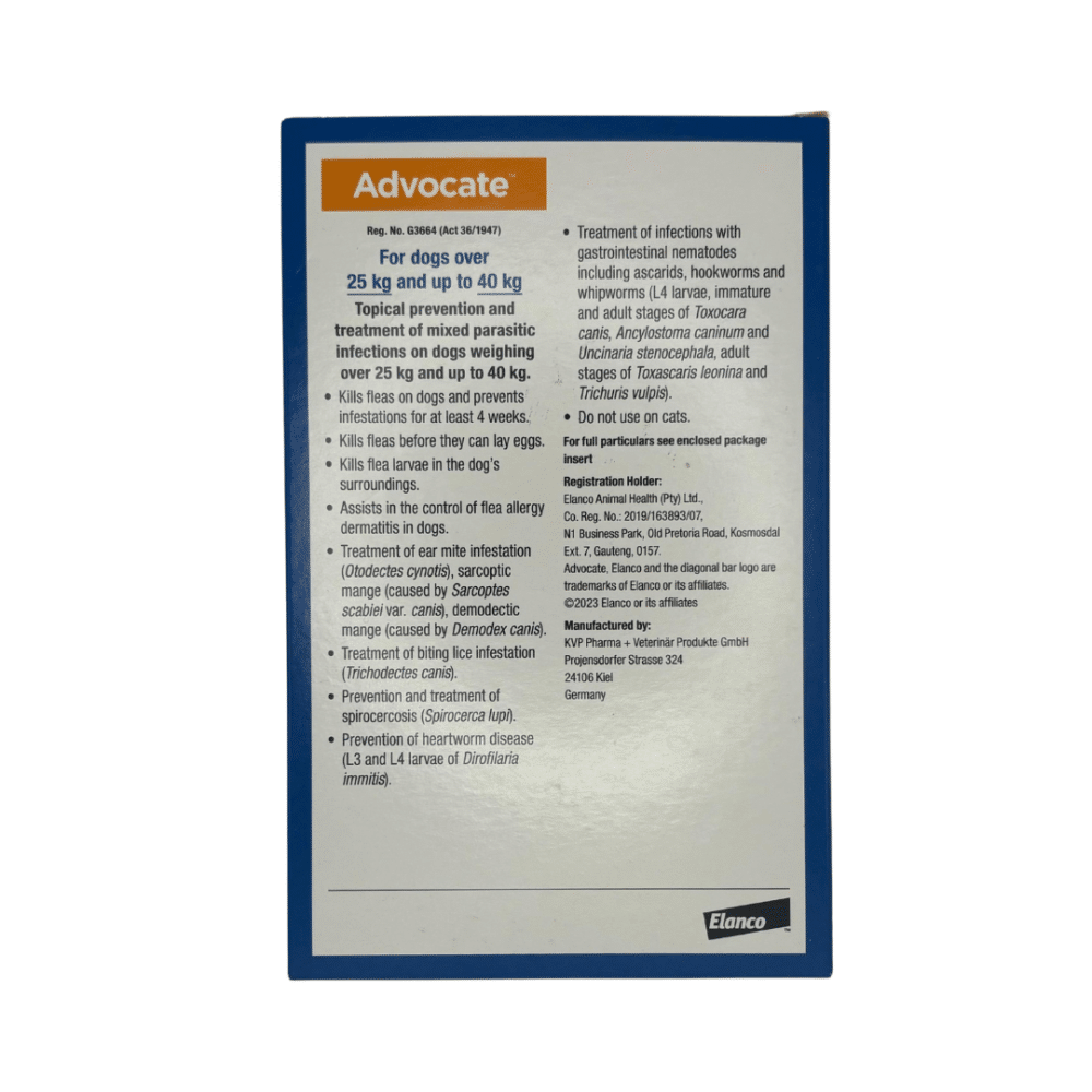 Advocate Extra Large Dogs >25kg (3 Pipette's) Blue