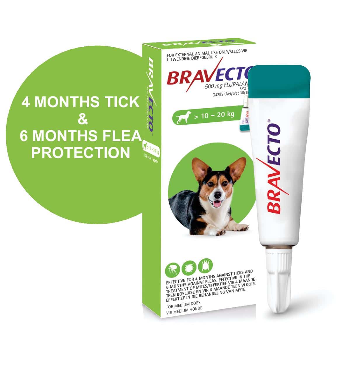 BRAVECTO SPOT-ON DOG Medium Green >10-20kg *ON SPECIAL*  Product expiry date 02/2022