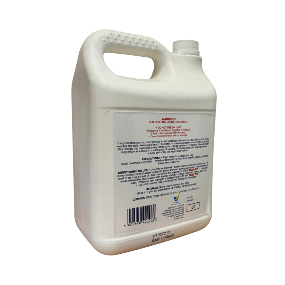 Buzz Off Fly Repellent Spray for Dogs and Horses (5 Litre)