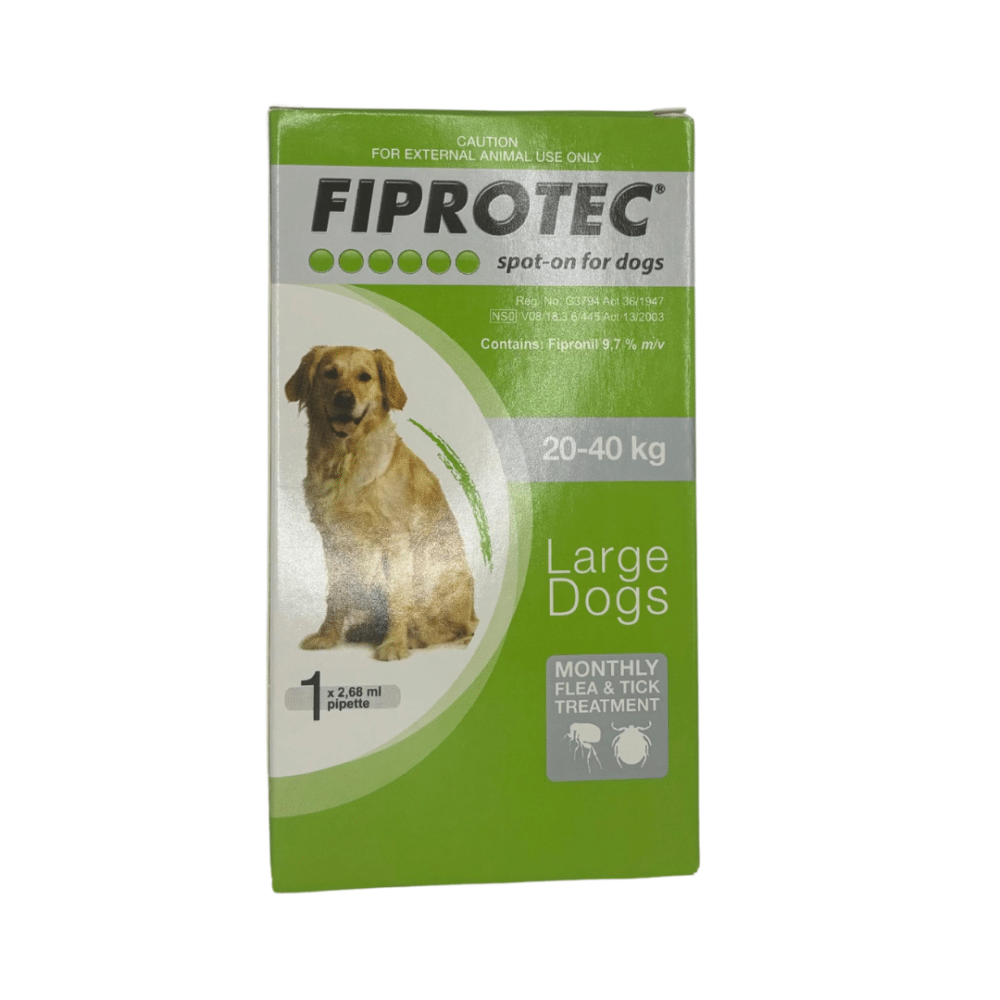 Fiprotec Tick and Flea Spot-On for Large Dogs 20-40kg (Single Pipette) Green