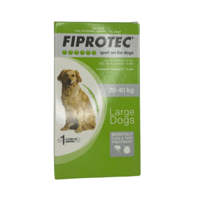 Fiprotec Tick and Flea Spot-On for Large Dogs 20-40kg (10 Pipette's) Green