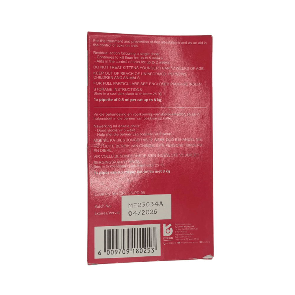 Fiprotec Tick and Flea Spot-On for Cats up to 8Kg (10 Pipette's) Pink