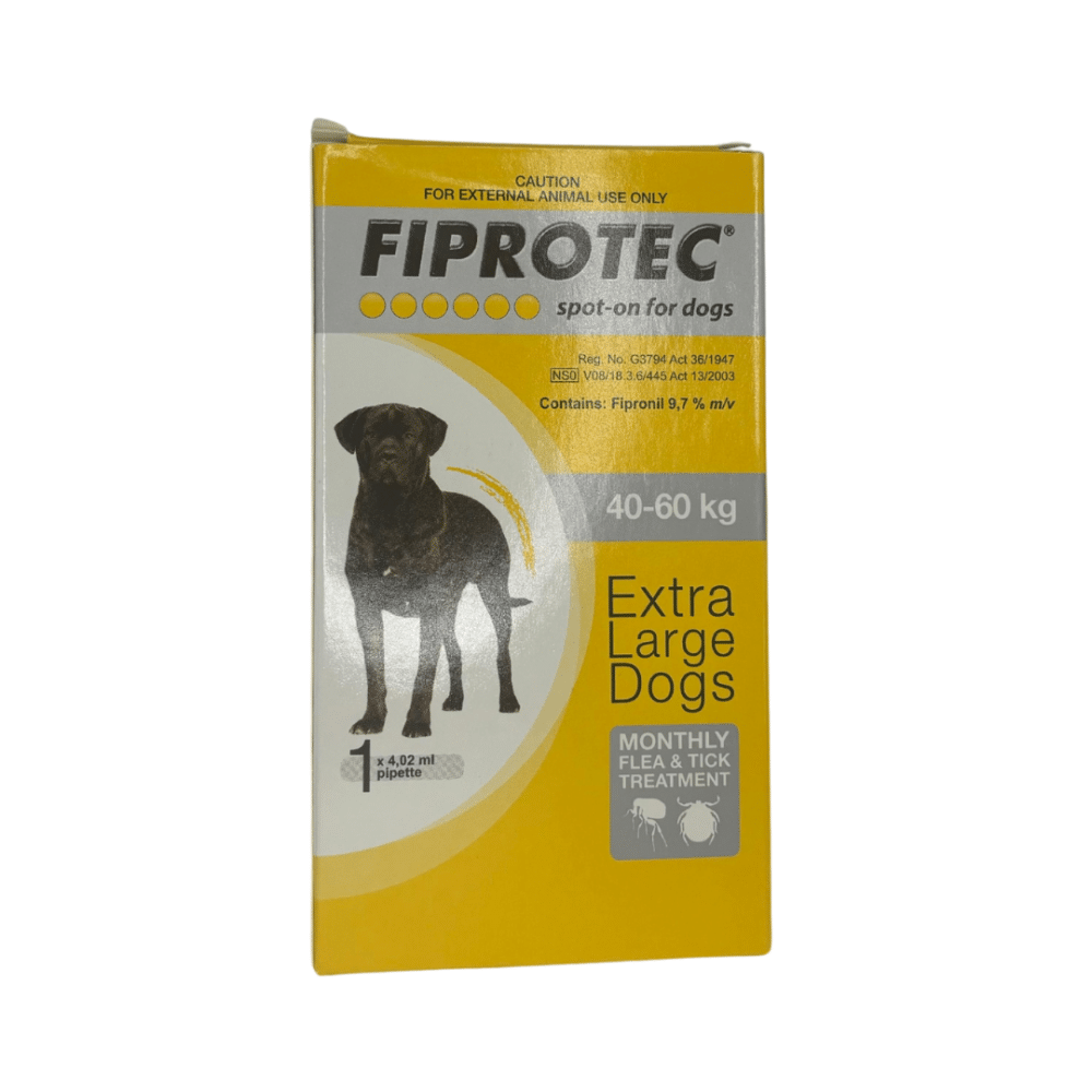 Fiprotec Tick and Flea Spot-On for Extra Large Dogs 40-60kg (Single Pipette) Yellow