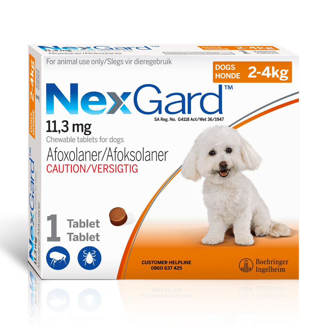 Nexgard Chewable Tablets for dogs 2-4kg (1 Tablet) Orange