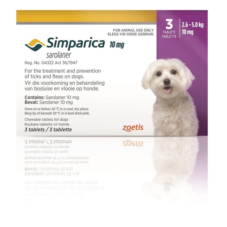 Simparica For Small Dogs & Puppies 2.6-5kg - 3 Chews (Purple)