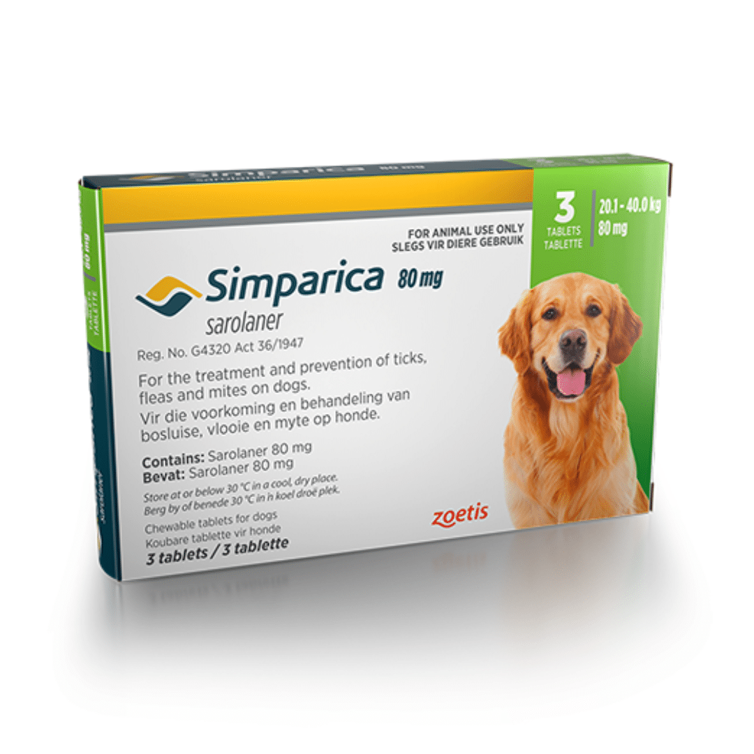 Simparica For Large Dogs 20.1-40kg - 3 Chews (Green)