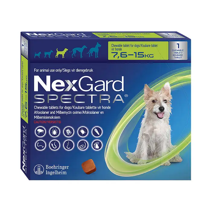 NEXGARD SPECTRA Green Single chew Medium 7.6-15kg