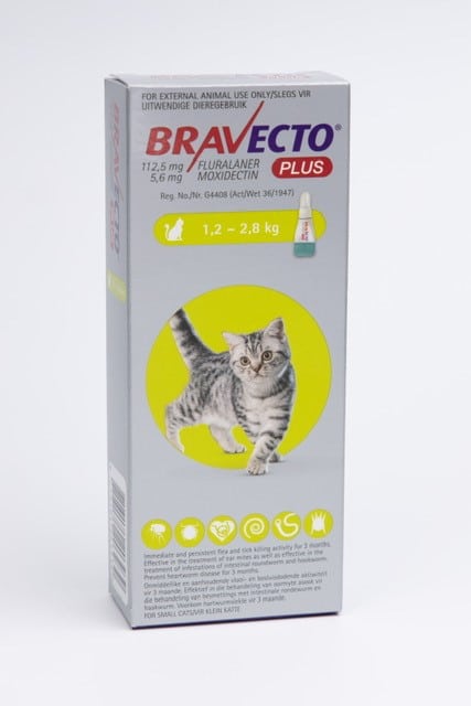 Bravecto Plus Spot On For Cats 1.2 - 2.8kg GREEN
