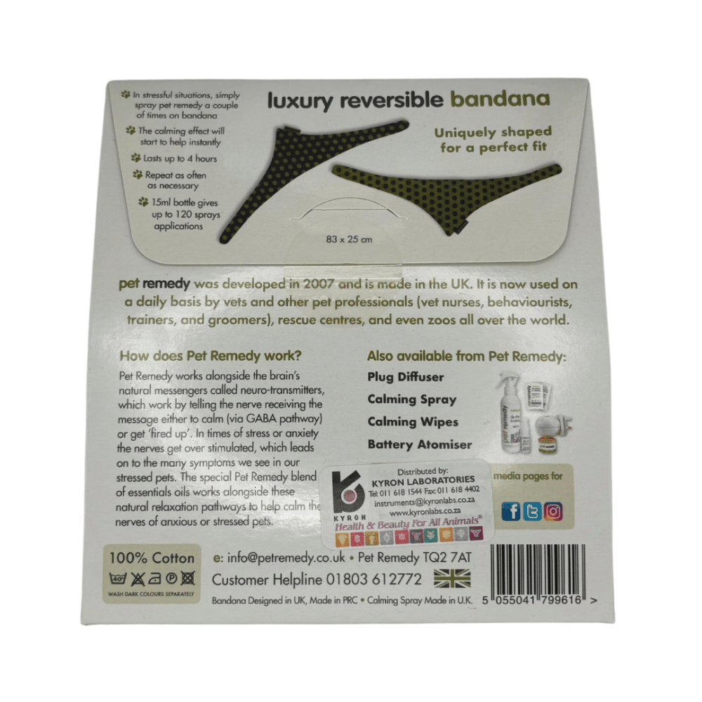 PET REMEDY BANDANA + 15ML CALMING SPRAY MEDIUM