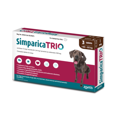 Simparica TRIO For Dogs 40.1kg - 60kg Dark Brown 3 Chews