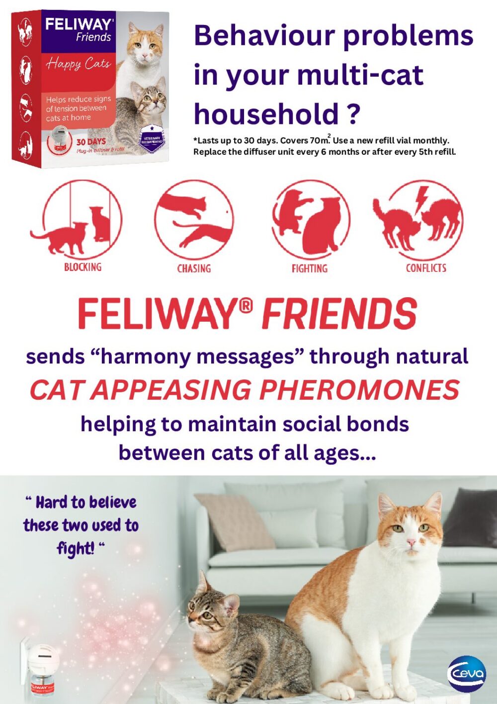 Feliway Friends Home Diffuser and Refill Starter Kit