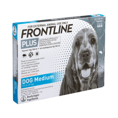 Frontline Plus Dog Medium 10 - 20kg (3 Pipettes) Blue