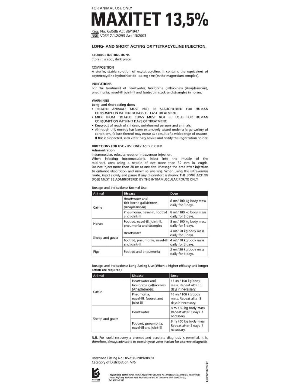 Maxitet 13.5% Injection (100ml)