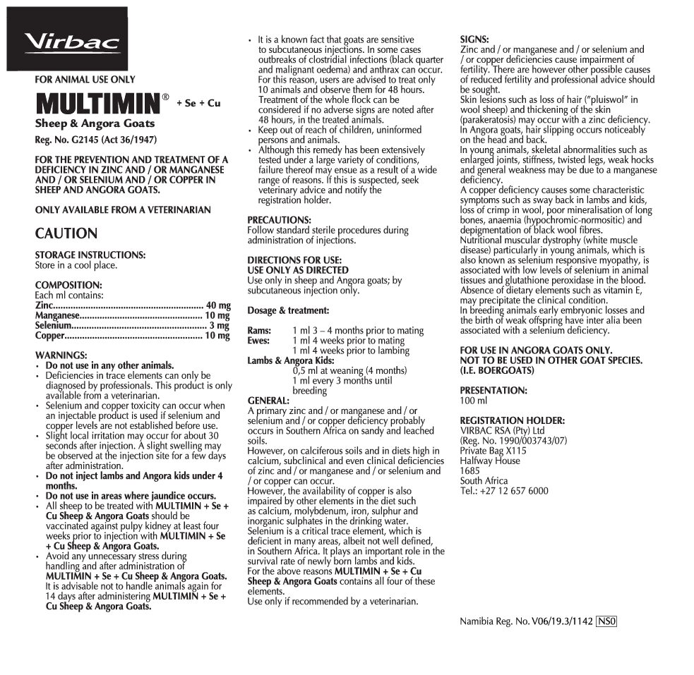 Multimin + Se + Cu Sheep and Angora Goats injection (100ml)