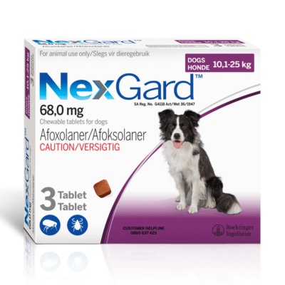 Nexgard Chewable Tablets for Dogs 10.1-25kg (3 Tablets) Purple