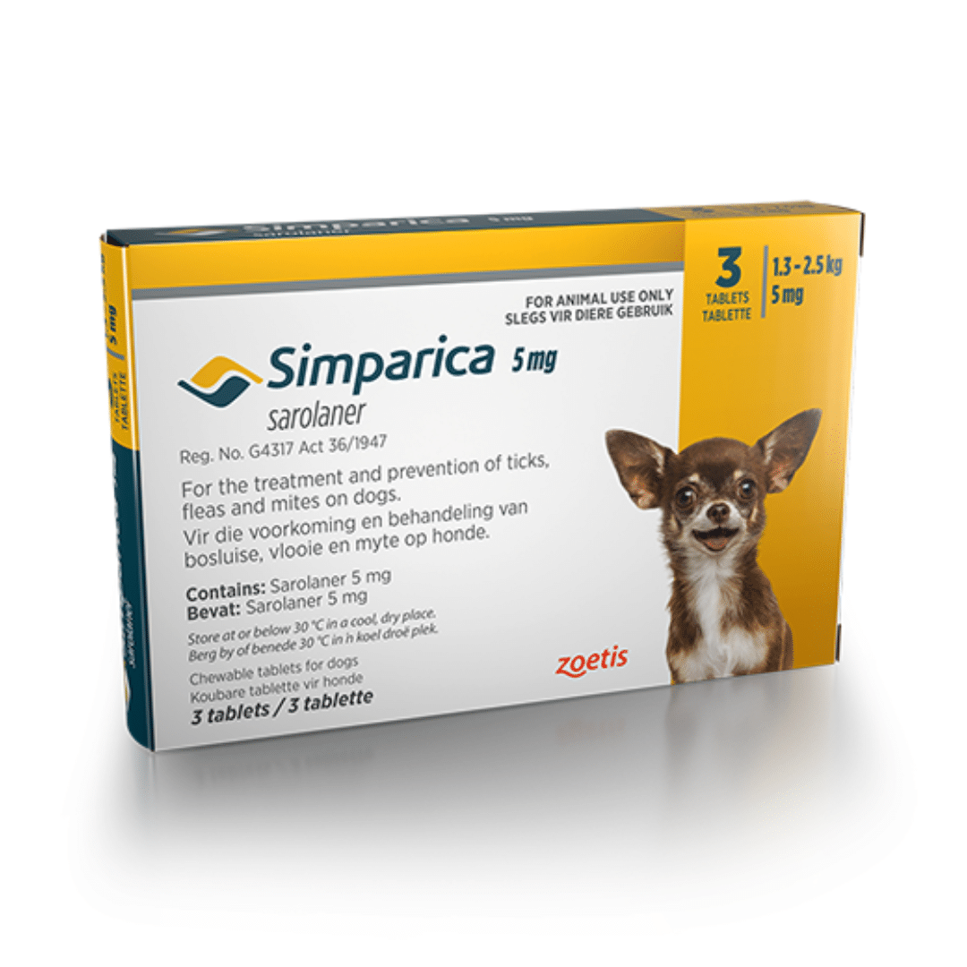 Simparica for Small Dogs & Puppies 1.3-2.5kg - 3 Chews (Yellow)