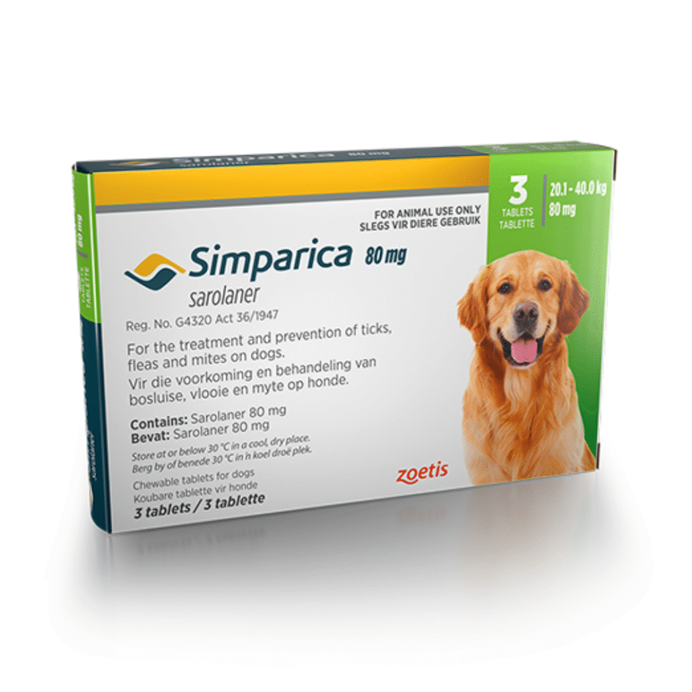 Simparica for Large Dogs 20.1-40kg - 3 Chews (Green)