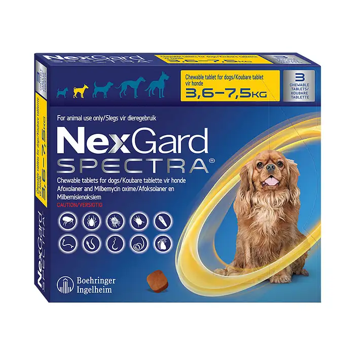 NEXGARD SPECTRA Yellow 3 chews, Small 3.6-7.5kg