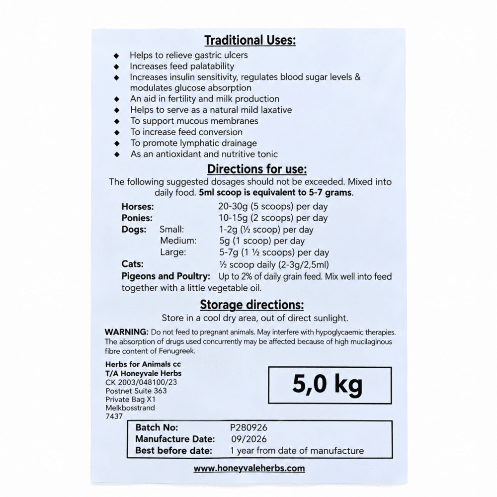 Fenugreek Seed Animal Supplement (5kg)