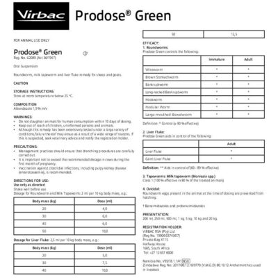 Prodose Green - Oral Suspension for Sheep & Goats (250ml)